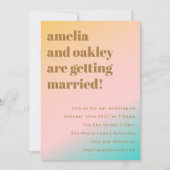 Retro Beach Vibes Pastels Gradiënt Unieke bruiloft Kaart (Voorkant)