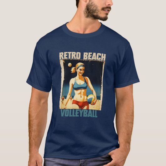 Retro Beach Volleyball T-shirt (Voorkant)