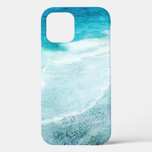 Retro Beach - Waterverf voor de Blauwgroen Kustbla Case-Mate iPhone Case (Achterkant)