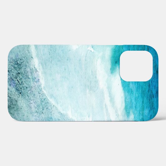 Retro Beach - Waterverf voor de Blauwgroen Kustbla Case-Mate iPhone Case (Achterkant (horizontaal))