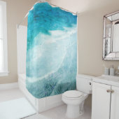 Retro Beach - Waterverf voor de Blauwgroen Kustbla Douchegordijn (In situ)