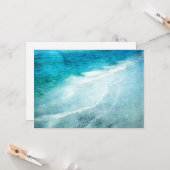 Retro Beach - Waterverf voor de Blauwgroen Kustbla Kaart (Voorkant / Achterkant in situ)