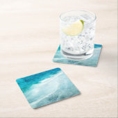 Retro Beach - Waterverf voor de Blauwgroen Kustbla Kartonnen Onderzetters (Insitu)