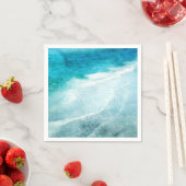Retro Beach - Waterverf voor de Blauwgroen Kustbla Servet (Insitu)