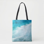 Retro Beach - Waterverf voor de Blauwgroen Kustbla Tote Bag (Voorkant)
