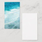 Retro Beach - Waterverf voor de Blauwgroen Kustbla Visitekaartje (Voorkant / Achterkant)
