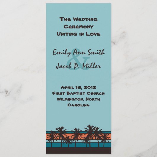 Retro Beach Weddenprogramma Programmakaart (Voorkant)