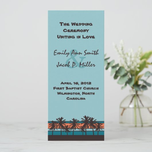 Retro Beach Weddenprogramma Programmakaart (Staand voorkant)