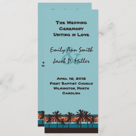 Retro Beach Weddenprogramma Programmakaart (Voorkant / Achterkant)