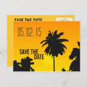 Retro Beach Wedding Bewaar de datums Aankondigingskaart (Voorkant / Achterkant)