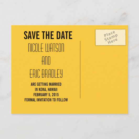 Retro Beach Wedding Bewaar de datums Aankondigingskaart (Achterkant)