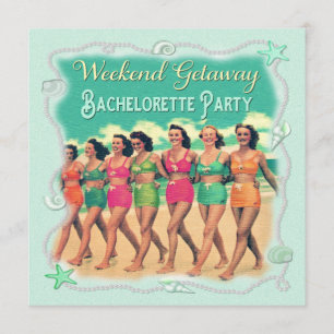 Retro Beach Weekend Getaway Bachelorette Party Kaart