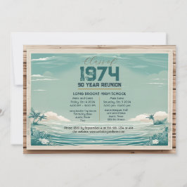 Retro Beach Wood 1974 50 Jaar High School Reunion Kaart