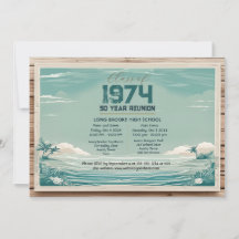 Retro Beach Wood 1974 50 Jaar High School Reunion