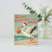 Retro Beach Your Text Season’s Greetings Postcard Feestdagenkaart (Staand voorkant)