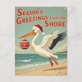 Retro Beach Your Text Season’s Greetings Postcard Feestdagenkaart (Voorkant)