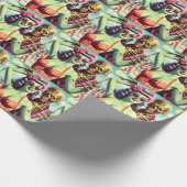 Retro Beach Zombie Pin-Up Cadeaupapier (Hoek)