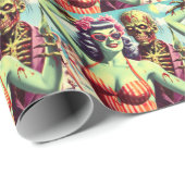 Retro Beach Zombie Pin-Up Cadeaupapier (Rol Hoek)