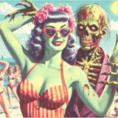 Retro Beach Zombie Pin-Up Sticker (Voorkant)