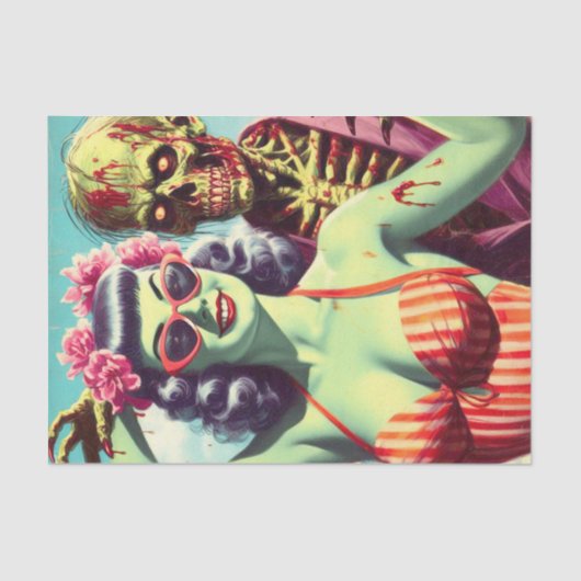 Retro Beach Zombie Pin-Up Tissuepapier (Voorkant)