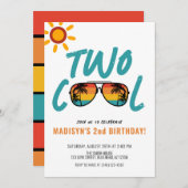 Retro Beach Zonnebril Twee Koele 2e Verjaardag Kaart (Voorkant / Achterkant)