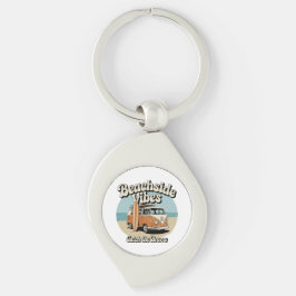 Retro Beachside Vibes Metal Sleutelhanger