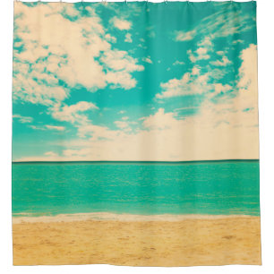 Retro beachstrand, retro, poster, foto, achtergron douchegordijn