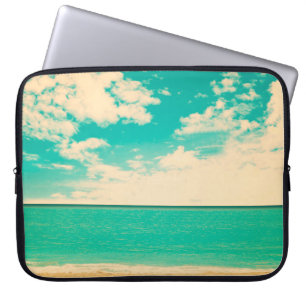 Retro beachstrand, retro, poster, foto, achtergron laptop sleeve