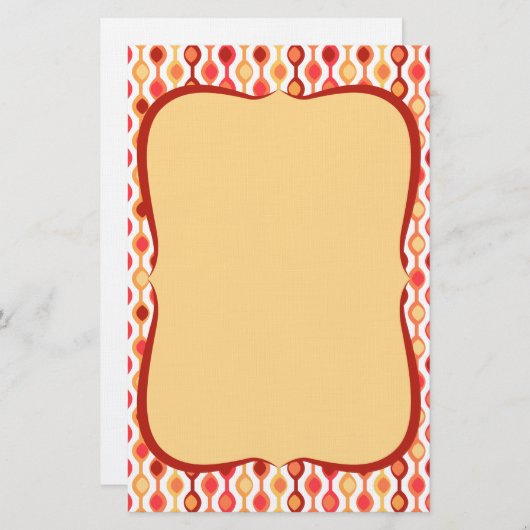 Retro Bead Pattern Yellow Sinaasappel Briefpapier (Voorkant / Achterkant)