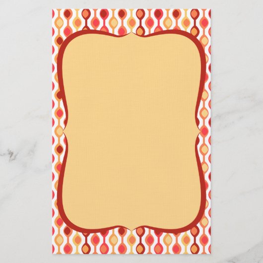 Retro Bead Pattern Yellow Sinaasappel Briefpapier (Voorkant)