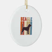 Retro Beagle-hond Retro Streep Vectorontwerp_1 Keramisch Ornament (Rechts)