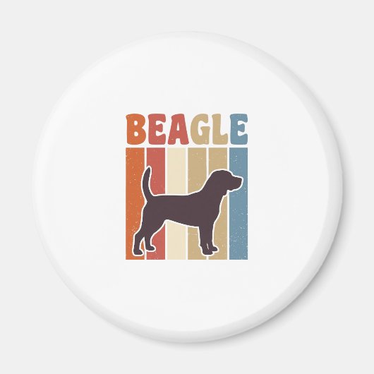 Retro Beagle-hond Retro Streep Vectorontwerp_1 Magneet (Voorkant)