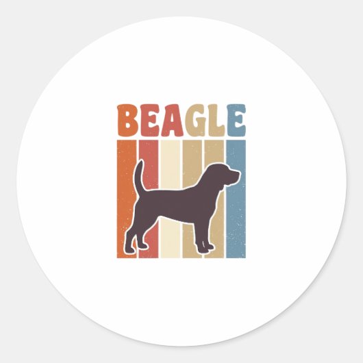 Retro Beagle-hond Retro Streep Vectorontwerp_1 Ronde Sticker (Voorkant)