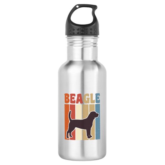 Retro Beagle-hond Retro Streep Vectorontwerp_1 Waterfles (Voorkant)