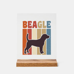 Retro Beagle-hond Retro Stripe Vector Design_1 Acryl Bord