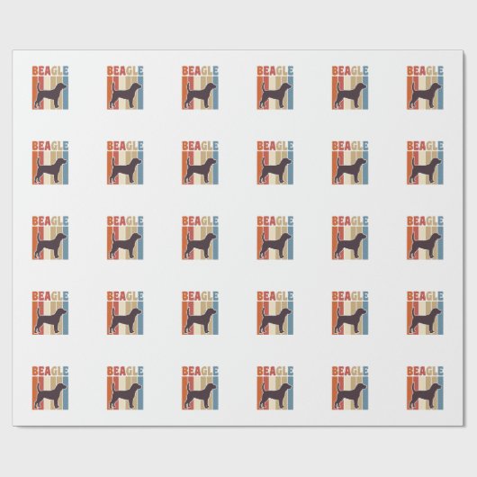 Retro Beagle-hond Retro Stripe Vector Design_1 Cadeaupapier (Vlak)