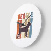 Retro Beagle-hond Retro Stripe Vector Design_1 Grote Klok (Hoek)