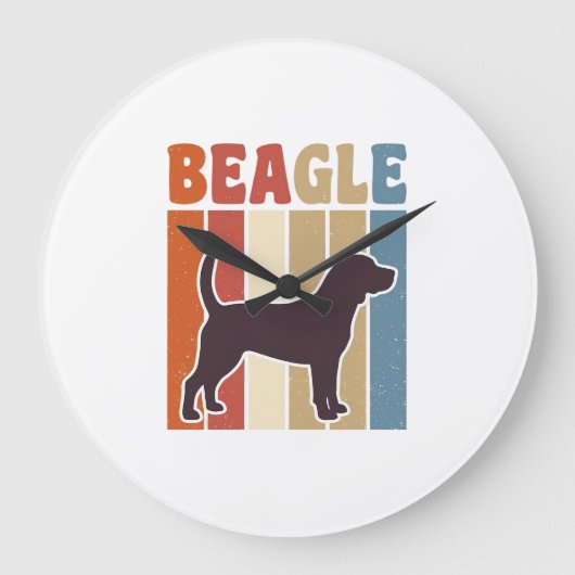 Retro Beagle-hond Retro Stripe Vector Design_1 Grote Klok (Voorkant)