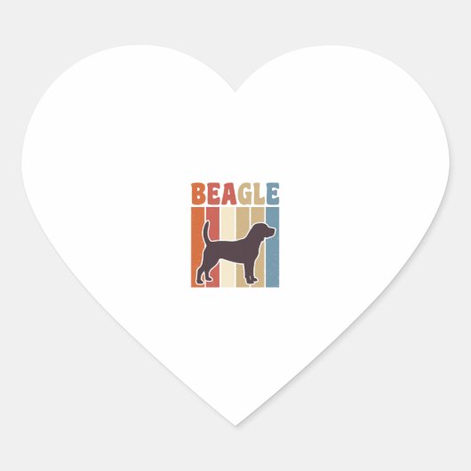 Retro Beagle-hond Retro Stripe Vector Design_1 Hart Sticker (Voorkant)
