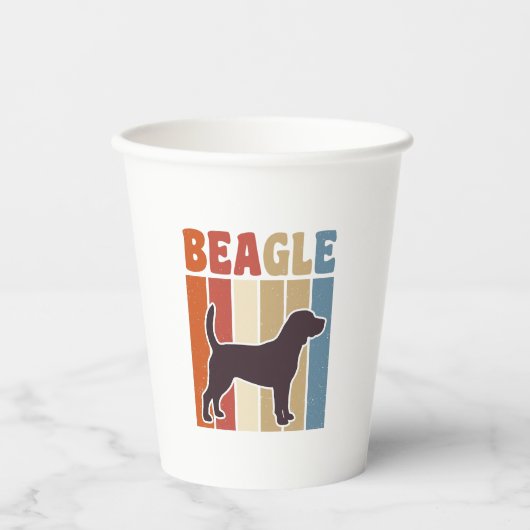 Retro Beagle-hond Retro Stripe Vector Design_1 Papieren Bekers (Voorkant)