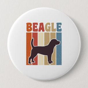 Retro Beagle-hond Retro Stripe Vector Design_1 Ronde Button 4,0 Cm