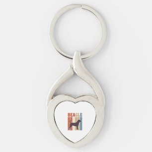 Retro Beagle-hond Retro Stripe Vector Design_1 Sleutelhanger