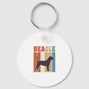 Retro Beagle-hond Retro Stripe Vector Design_1 Sleutelhanger
