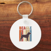Retro Beagle-hond Retro Stripe Vector Design_1 Sleutelhanger (Voorkant)