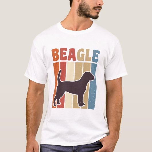 Retro Beagle-hond Retro Stripe Vector Design_1 T-shirt (Voorkant)