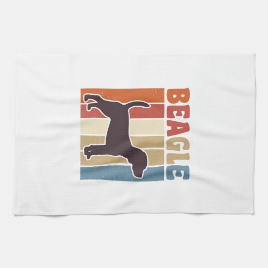 Retro Beagle-hond Retro Stripe Vector Design_1 Theedoek (Horizontaal)