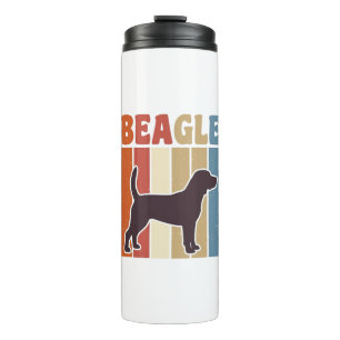 Retro Beagle-hond Retro Stripe Vector Design_1 Thermosbeker
