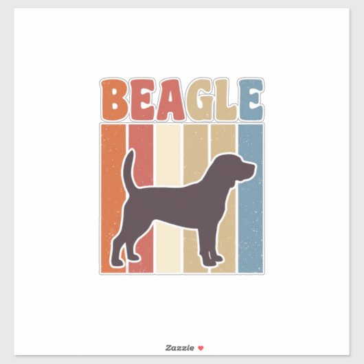 Retro Beagle-hond Retro Stripe Vectorontwerp_1 Sticker (Vel)