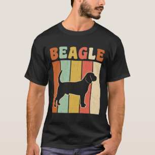 Retro Beagle-hond Silhouet Vintage Streep T-shirt