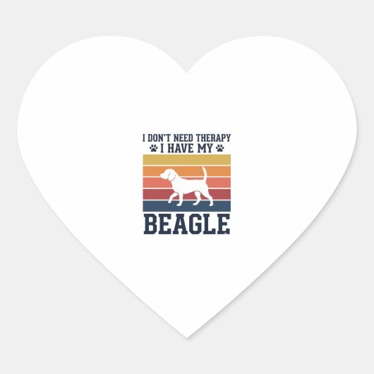 Retro Beagle Hond Therapie Shirt Ontwerp_1 Hart Sticker (Voorkant)